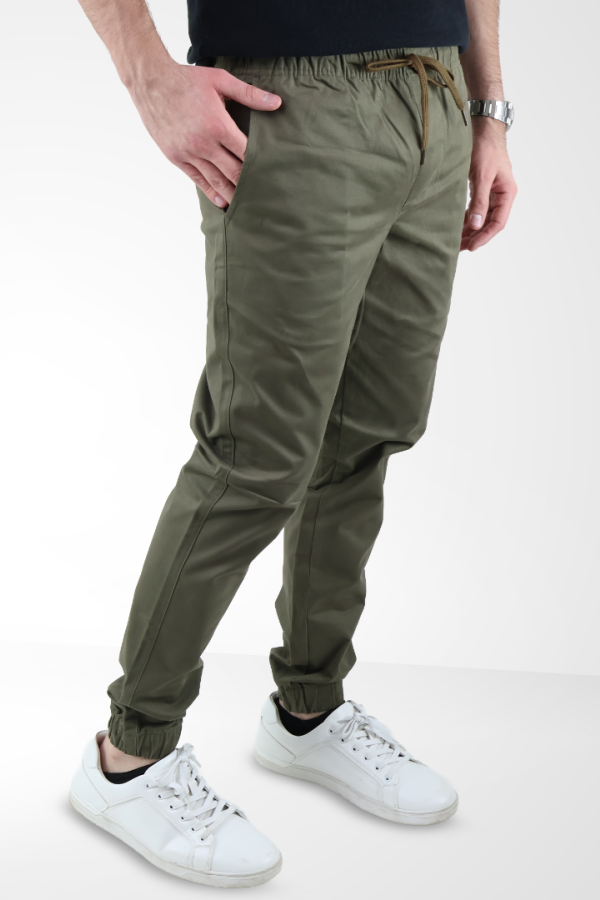 Jogger Casual Con Elástico En Cintura Verde Militar Para Hombre